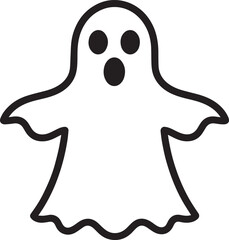 Creepy Halloween Ghost Icon in Black | Silhouette Art Illustration Vector Format