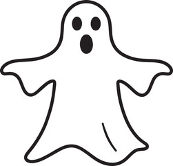 Creepy Halloween Ghost Icon in Black | Silhouette Art Illustration Vector Format