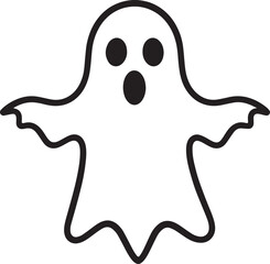 Creepy Halloween Ghost Icon in Black | Silhouette Art Illustration Vector Format