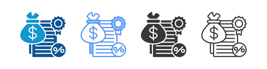 Debt Icon Set Multiple Style Collection