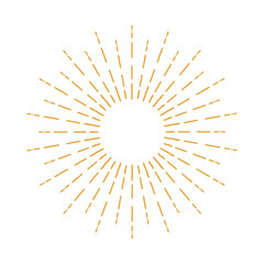 The sun, the sun's rays are orange in vintage style on a white background. A solar burst, an element of a shining star. Vintage label, badge, fireworks or logo. Vector Eps 10.