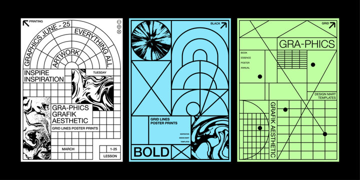 Fototapeta grid system poster design template using bold graphic lines abstract composition modular layout and aesthetic elements for print editorial visuals and inspiration featuring minimalist geometry pastel