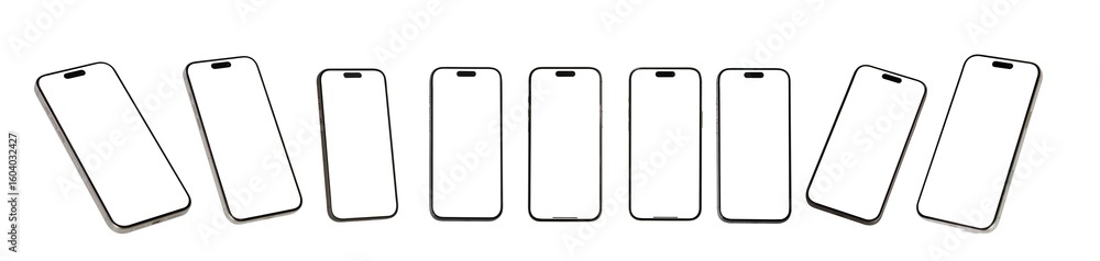 Fototapete smart phone mockup new generation isolated screen transparent of png image for infographic business 
