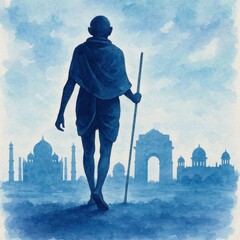 Gandhi jayanti poster design in watercolor style.
