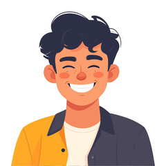 Happy Young Boy Portrait with Yellow and Dark Jacket