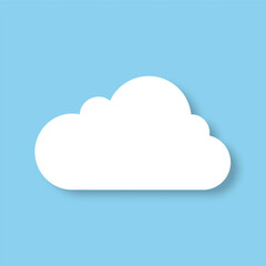 The cloud icon with a shadow on a blue background. Design elements for weather forecasts, comics, and children's books. Vector EPS 10.