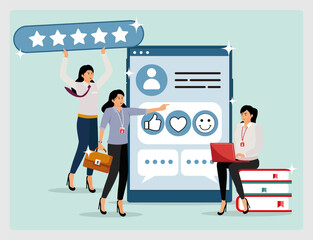 Professionals Engaged In Positive Social Feedback and Technology Interaction.