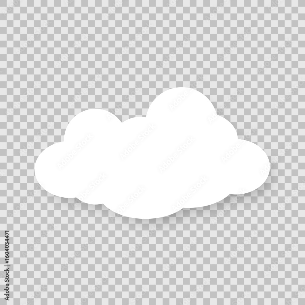 Fototapete silhouette of a flat cloud with a shadow on a transparent background. design elements for weather fo