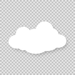 Silhouette of a flat cloud with a shadow on a transparent background. Design elements for weather forecasting, web interface, or cloud applications for data storage. Vector EPS 10.