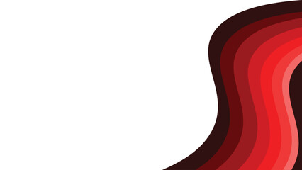 Abstract layered red wave on white background design