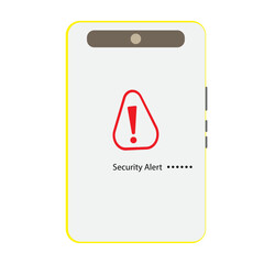 Security alert warning icon displayed on smartphone interface, minimal vector design for mobile cyber protection and digital threat detection concept

