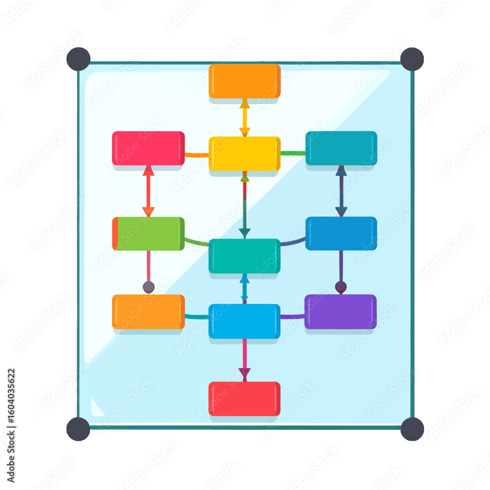 Poster colorful flowchart design with rectangles and arrows