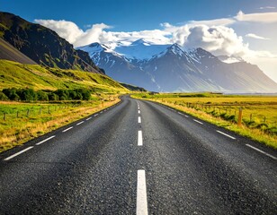 Naklejka premium Scenic highway through Icelandic landscape