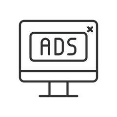 Advertising, icon in line design. Advertising, marketing, promotion, campaign, media, billboard, commercial on white background vector. Advertising, editable stroke icon