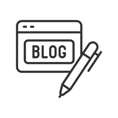 Blog, icon in line design. Blog, blogging, blogger, post, article, content, writing on white background vector. Blog, editable stroke icon