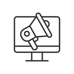 Marketing, icon in line design. Marketing, strategy, advertising, branding, promotion, sales, digital marketing on white background vector. Marketing, editable stroke icon
