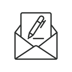 Email, icon in line design. Email, message, envelope, inbox, communication, mail, send on white background vector. Email, editable stroke icon