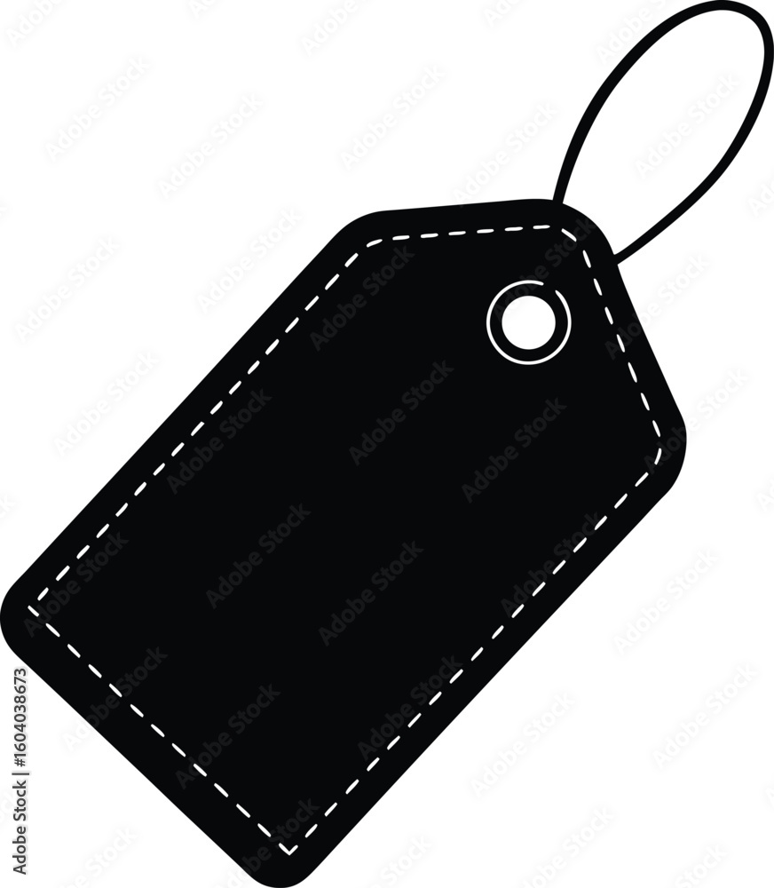 Poster vector art of a black and white illustration of a blank tag with string for custom text or branding