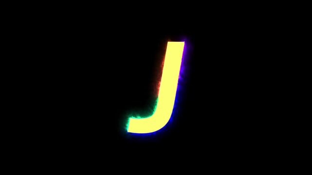 Neon colorful Spectrum of Vibrant Radiance capital letter alphabet J animation.