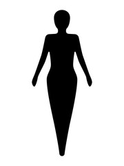 左右にわずかに腕を開いた近未来的な女性のアイコン