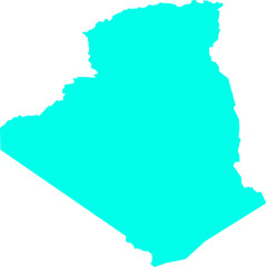 Blue silhouette map of Algeria on a white background. Perfect for use in educational materials, travel guides, infographics, and geographic or political presentations