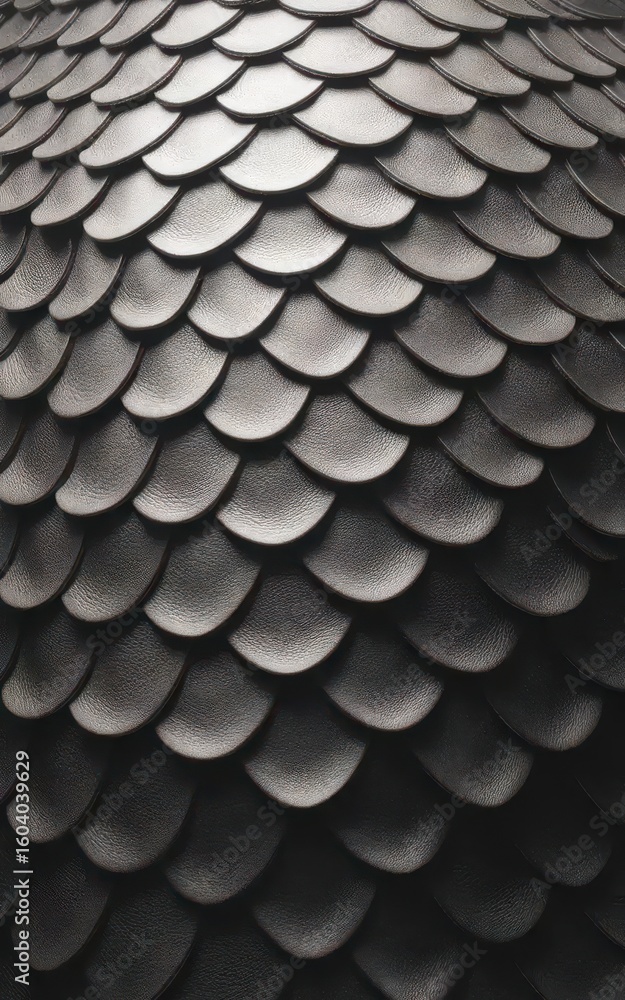 Aufkleber dark scale-like leather tiles pattern with rounded edge shapes vertical shot