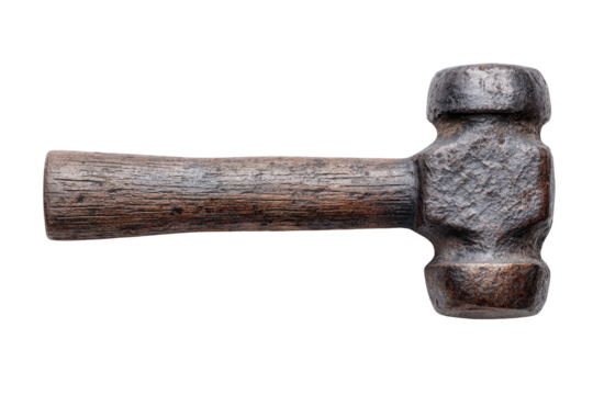 Antique, weathered hammer, wood handle