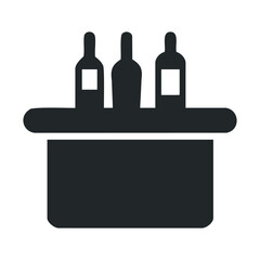 Fototapeta premium Silhouette of wine bottles on shelf icon in black and white
