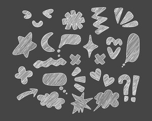 Sketch abstract shape element collection set collage clip art charcoal coard vector isolated editable
