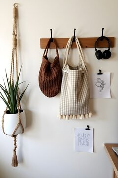Creative and Organized Wall Display with Macrame and Everyday Essentials