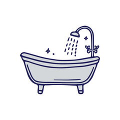 Simple bathroom doodle of a standalone bathtub