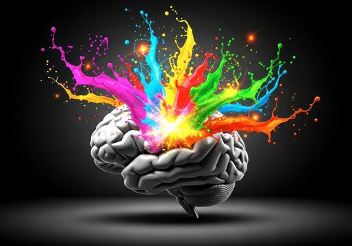 x-default Colorful Paint Splash Exploding from a Brain