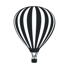 Naklejka premium Black and white striped hot air balloon icon illustration