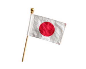 Japanese flag transparency background red circle fabric texture wooden stick isolated national symbol Asia patriotism celebration cheerful