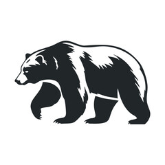 Fototapeta premium Silhouette of walking grizzly bear in bold black and white design