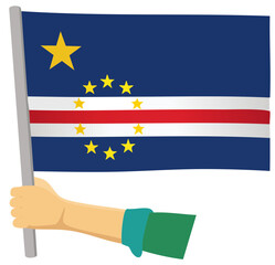 Cape Verde National Banner with Blue Background and Star Pattern
