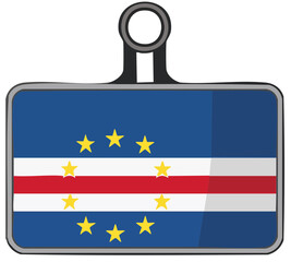 Hand Holding Cape Verde National Flag with Blue Red and Yellow Stars
