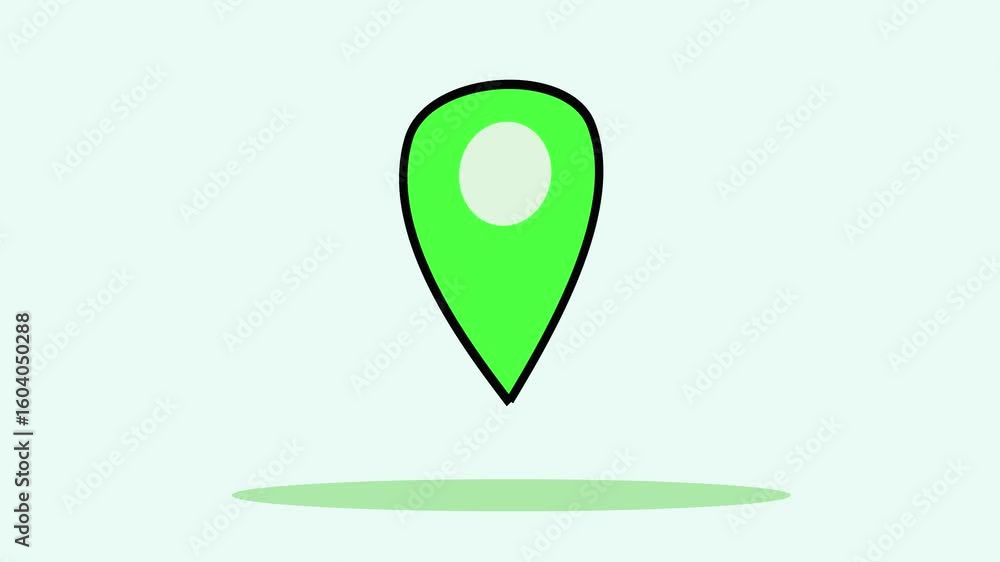 Poster looped animation of map location marker with pin icon, ideal for navigation apps, gps interfaces, an