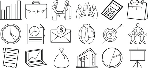 Business Icons set for Meetings and Finance Growth new 2025 trendy