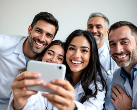 Smiling Medical Team Takes Selfie Together