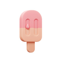 A delightful 3D render of a pink and peach popsicle with a sweet drip.