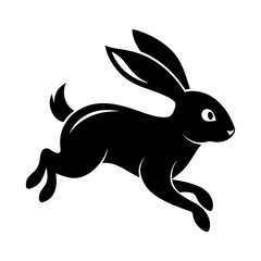 Obraz premium Rabbit Leaping vector clean black silhouette design white background