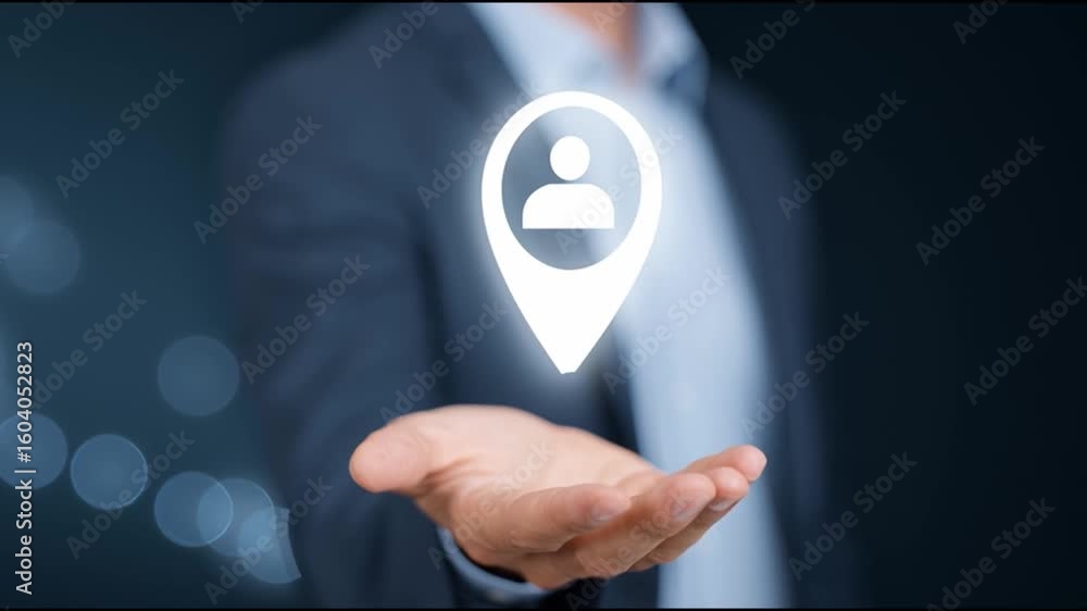 Poster a person's location pinpointed with a map pointer icon
