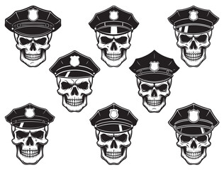 SKULL WITH POLICE HAT SILHOUETTE