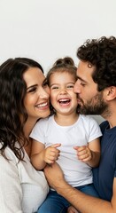 Fototapeta premium Joyful Family of Three Shares a Playful Moment Together