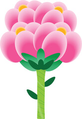 Vector illustration of a pink flower bouquet featuring various blooming flowers such as roses, tulips, and peonies. Designed in a flat or hand-drawn style with green foliage.