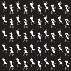 A seamless pattern of black ant insects, beetles, and other bugs a vector animal illustration