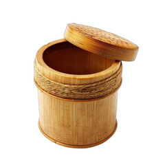 Wooden cylindrical container with lid