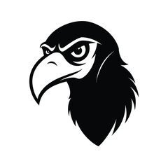 Angry vulture head silhouette with detailed wrinkled neck texture