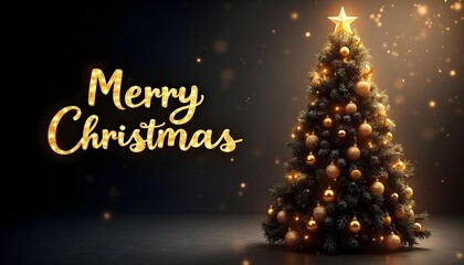 An elegant and stylized Christmas tree decorated entirely with white and gold ornaments and lights, on a clean background.

